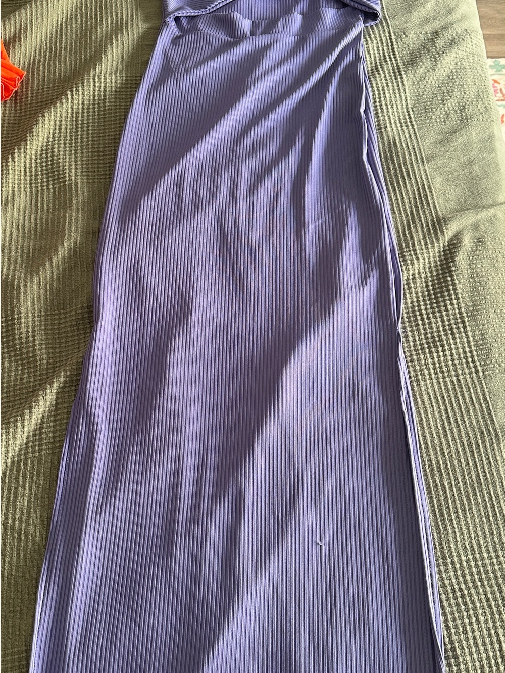 Purple Ribbed Midi Dress Tie Top